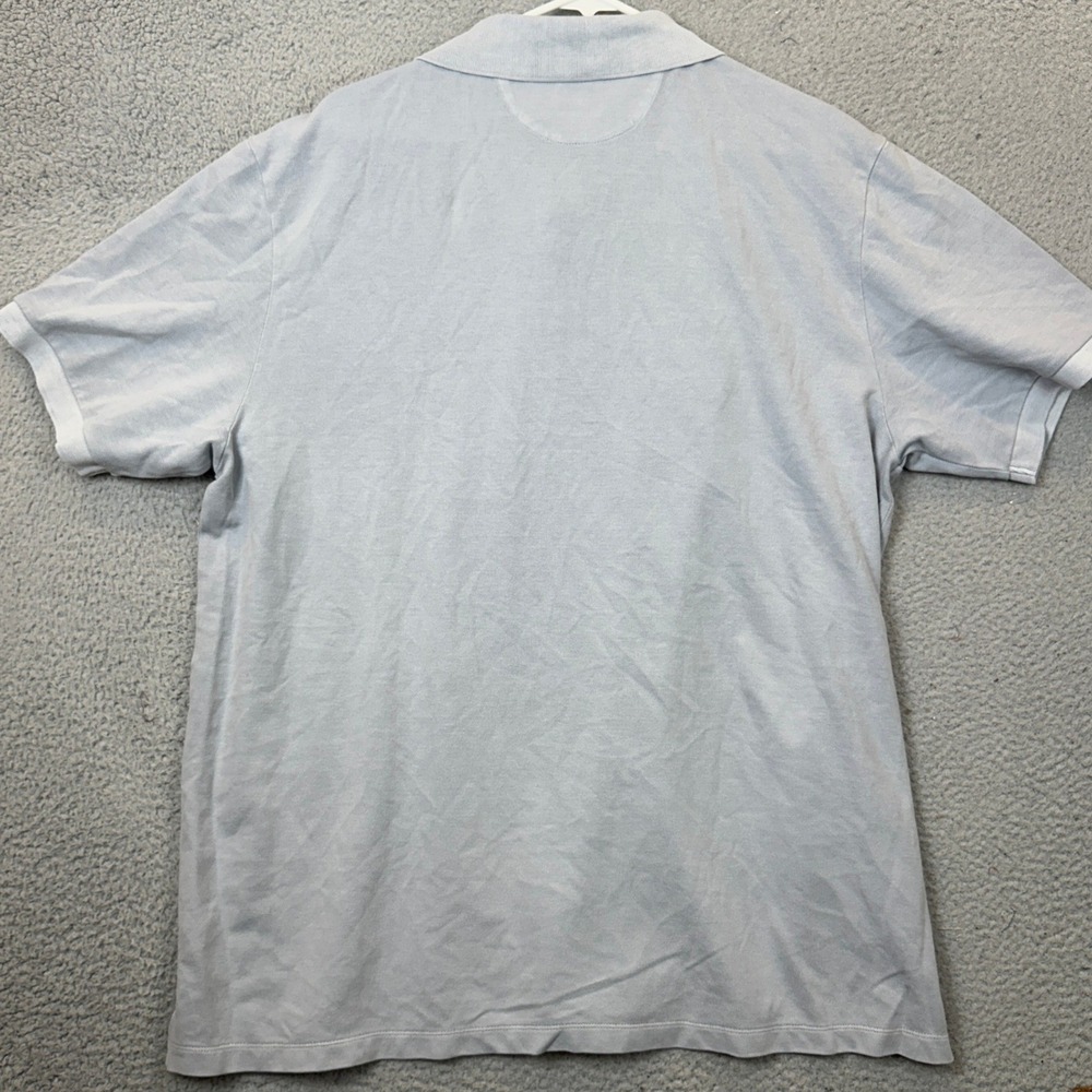Faherty Polo Shirt Mens 2XL Light Blue Casual Rugby Short Sleeve Stretch Logo - Picture 3 of 10